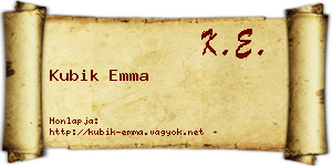 Kubik Emma névjegykártya